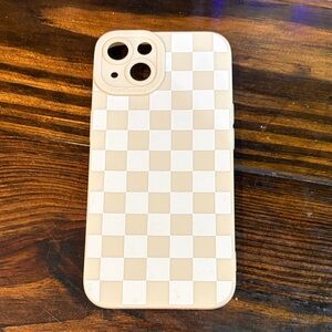 iPhone 13 Checkered Tan and White Phone Case